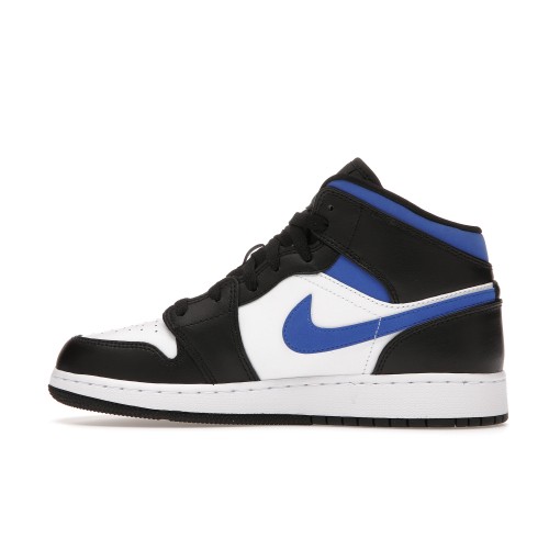 Кроссы Jordan 1 Mid White Black Racer Blue (GS) - подростковая сетка размеров