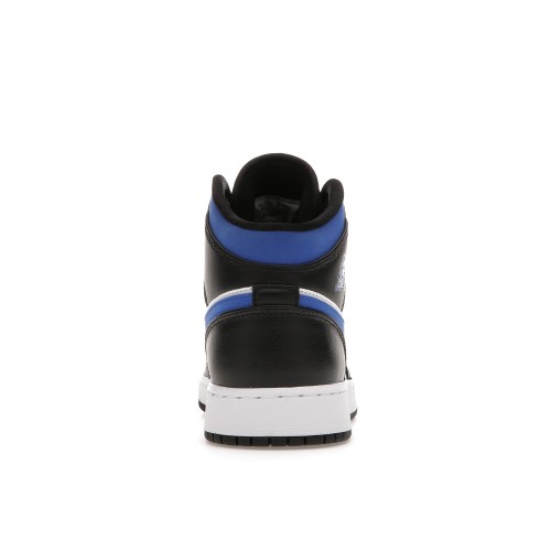Кроссы Jordan 1 Mid White Black Racer Blue (GS) - подростковая сетка размеров