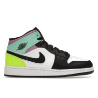 Подростковые кроссовки Jordan 1 Mid Pastel Black Toe (GS)