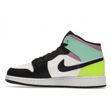 Подростковые Jordan 1 Mid Pastel Black Toe (GS)