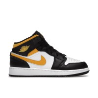 Подростковые кроссовки Jordan 1 Mid White Pollen Black (GS)