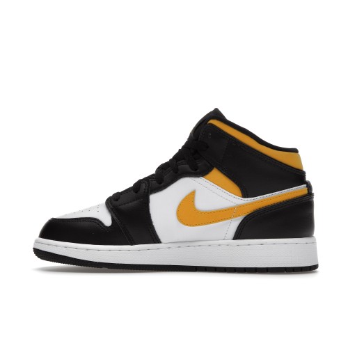 Кроссы Jordan 1 Mid White Pollen Black (GS) - подростковая сетка размеров