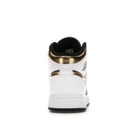 Подростковые Jordan 1 Mid White Gold Black (GS)