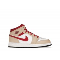 Подростковые Jordan 1 Mid Light Curry Cardinal (GS)