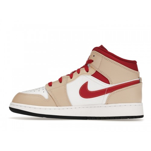 Кроссы Jordan 1 Mid Light Curry Cardinal (GS) - подростковая сетка размеров