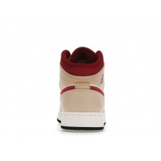 Подростковые Jordan 1 Mid Light Curry Cardinal (GS)