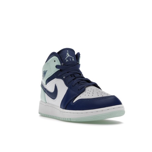 Кроссы Jordan 1 Mid Mystic Navy Mint Foam (GS) - подростковая сетка размеров