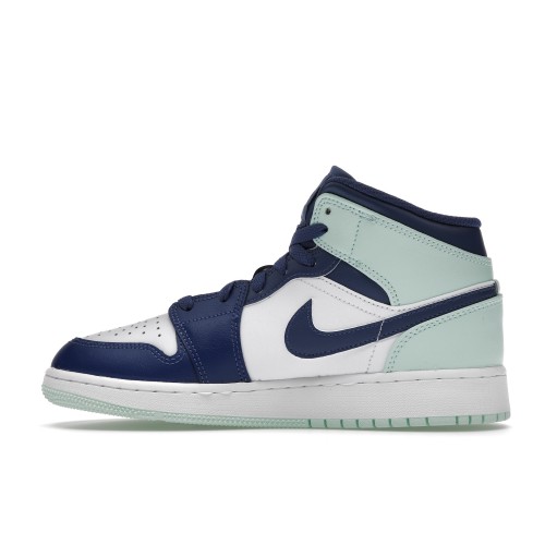 Кроссы Jordan 1 Mid Mystic Navy Mint Foam (GS) - подростковая сетка размеров