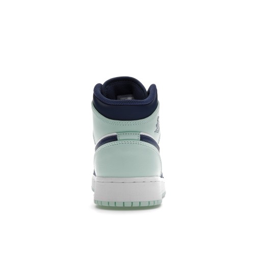 Кроссы Jordan 1 Mid Mystic Navy Mint Foam (GS) - подростковая сетка размеров