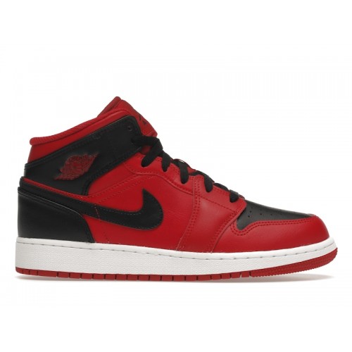 Кроссы Jordan 1 Mid Reverse Bred (2021) (GS) - подростковая сетка размеров