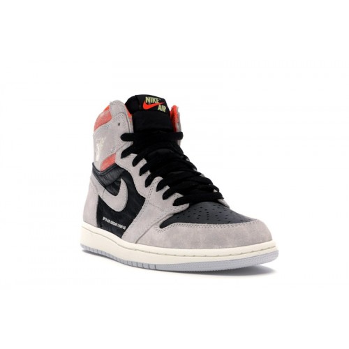 Кроссы Jordan 1 Retro High Neutral Grey Hyper Crimson - мужская сетка размеров