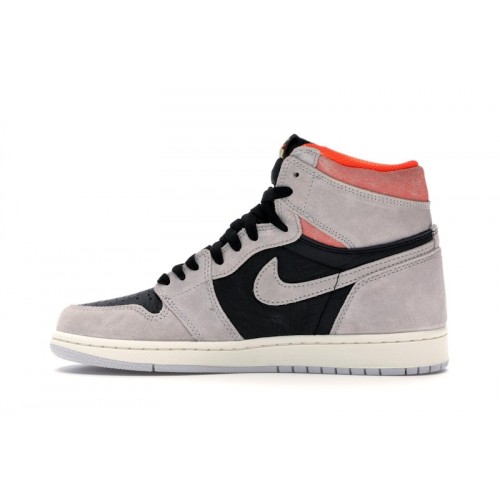 Кроссы Jordan 1 Retro High Neutral Grey Hyper Crimson - мужская сетка размеров