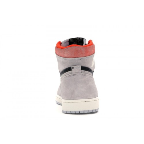 Кроссы Jordan 1 Retro High Neutral Grey Hyper Crimson - мужская сетка размеров