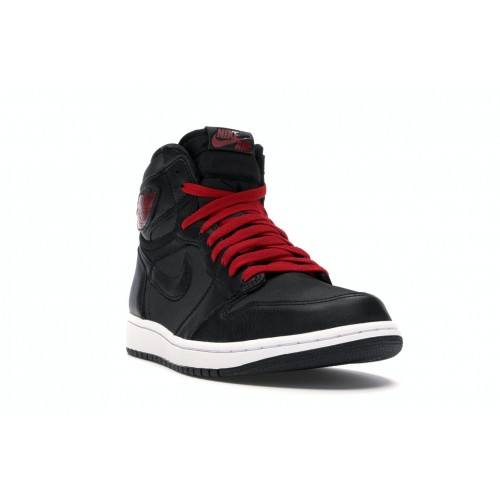 Кроссы Jordan 1 Retro High Black Satin Gym Red - мужская сетка размеров