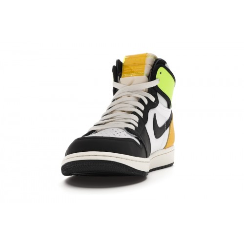 Кроссы Jordan 1 Retro High White Black Volt University Gold - мужская сетка размеров
