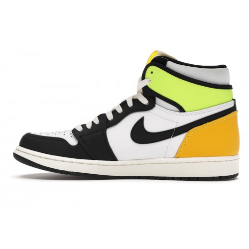 Кроссы Jordan 1 Retro High White Black Volt University Gold - мужская сетка размеров