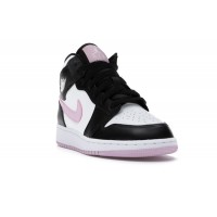 Подростковые Jordan 1 Mid White Black Light Arctic Pink (GS)