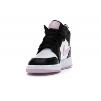 Подростковые Jordan 1 Mid White Black Light Arctic Pink (GS)