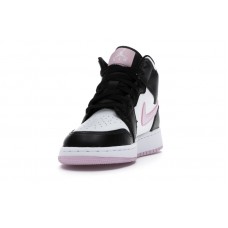 Подростковые Jordan 1 Mid White Black Light Arctic Pink (GS)