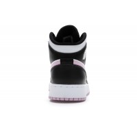 Подростковые Jordan 1 Mid White Black Light Arctic Pink (GS)