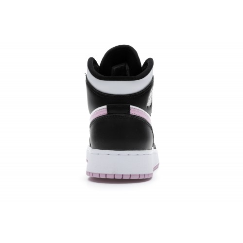 Кроссы Jordan 1 Mid White Black Light Arctic Pink (GS) - подростковая сетка размеров