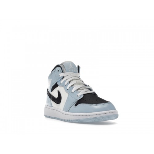 Кроссы Jordan 1 Mid Ice Blue (2022) (GS) - подростковая сетка размеров