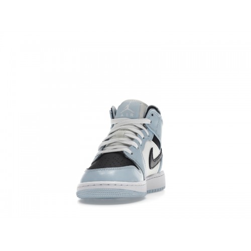Кроссы Jordan 1 Mid Ice Blue (2022) (GS) - подростковая сетка размеров