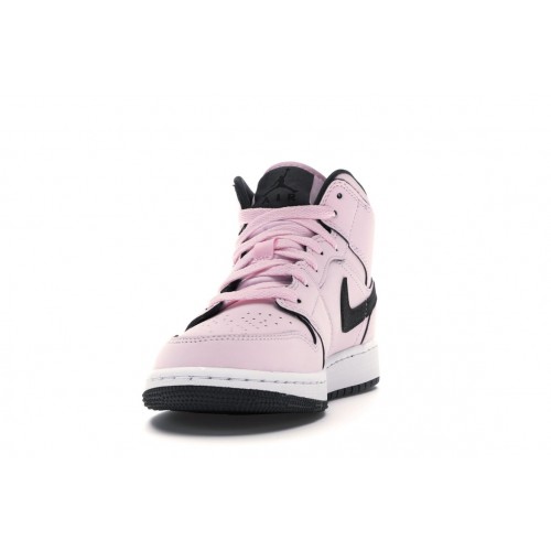 Кроссы Jordan 1 Mid Pink Foam (GS) - подростковая сетка размеров