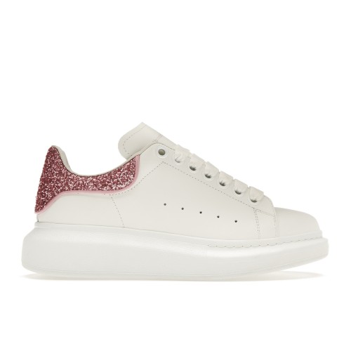 Кроссы Alexander McQueen Oversized White White Pink Glitter (W) - женская сетка размеров