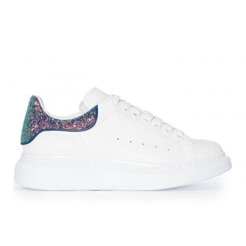 Кроссы Alexander McQueen Oversized White White Dark Iridescent Glitter (W) - женская сетка размеров