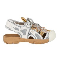 Женские Gucci Tinsel Sport Sandals Crystal White Grey (W)