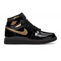 Подростковые кроссовки Jordan 1 Retro High Black Metallic Gold (2020) (GS)
