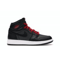 Подростковые Jordan 1 Retro High Black Satin Gym Red Black (GS)