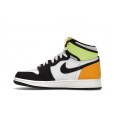 Подростковые Jordan 1 Retro High White Black Volt University Gold (GS)