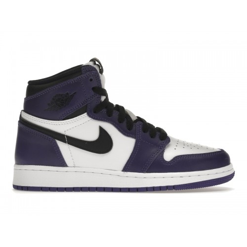 Кроссы Jordan 1 Retro High Court Purple White (GS) - подростковая сетка размеров