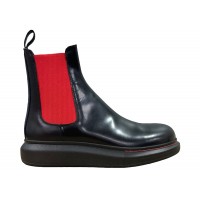 Alexander McQueen Hybrid Chelsea Boot Black Red