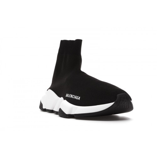 Кроссы Balenciaga Speed Sneaker Black White Sole (W) - женская сетка размеров
