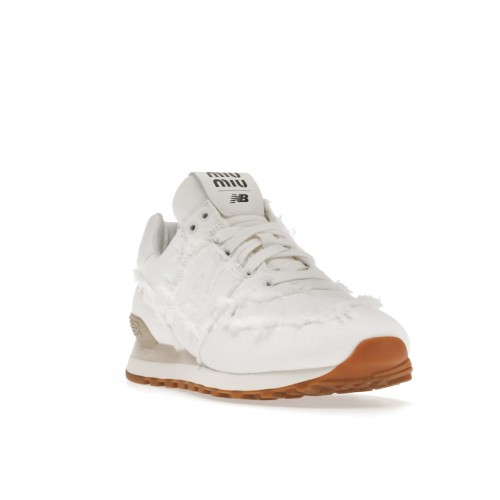 Кроссы New Balance 574 Miu Miu Denim White (W) - женская сетка размеров