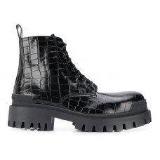 Кроссовки Balenciaga Strike 20mm Croc Embossed Lace Up Boot Black
