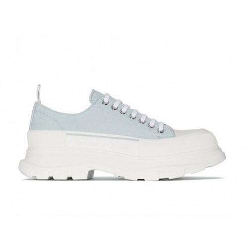 Кроссы Alexander McQueen Tread Slick Low Lace Up Light Blue White - мужская сетка размеров