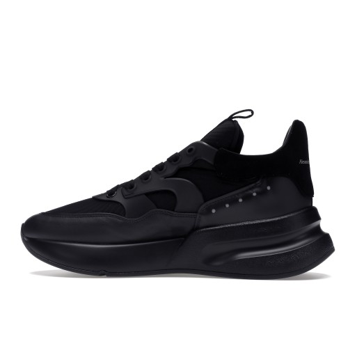Кроссы Alexander McQueen Oversized Runner Black Silver - мужская сетка размеров