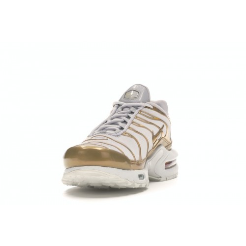 Кроссы Nike Air Max Plus Vast Grey Metallic Gold (W) - женская сетка размеров