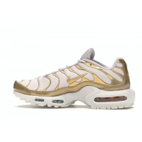 Кроссы Nike Air Max Plus Vast Grey Metallic Gold (W) - женская сетка размеров