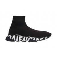 Женские кроссовки Balenciaga Speed Graffiti Trainers Black White Logo (W)