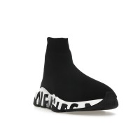 Женские Balenciaga Speed Graffiti Trainers White Black Logo (W)