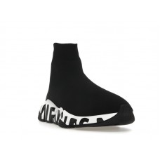 Женские Balenciaga Speed Graffiti Trainers White Black Logo (W)
