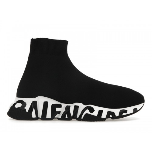 Balenciaga Speed Graffiti Trainers White Black Logo (W) - женская сетка размеров