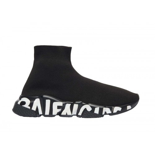 Кроссы Balenciaga Speed Graffiti Black White (W) - женская сетка размеров
