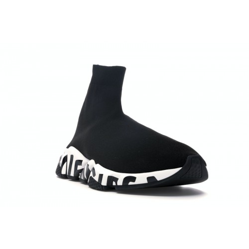 Кроссы Balenciaga Speed Graffiti Trainers Black White - мужская сетка размеров