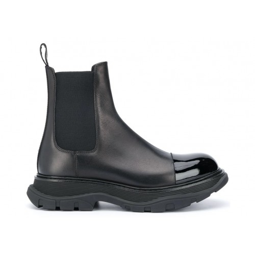 Alexander McQueen Shiny Toecap Chelsea Boot Black - мужская сетка размеров